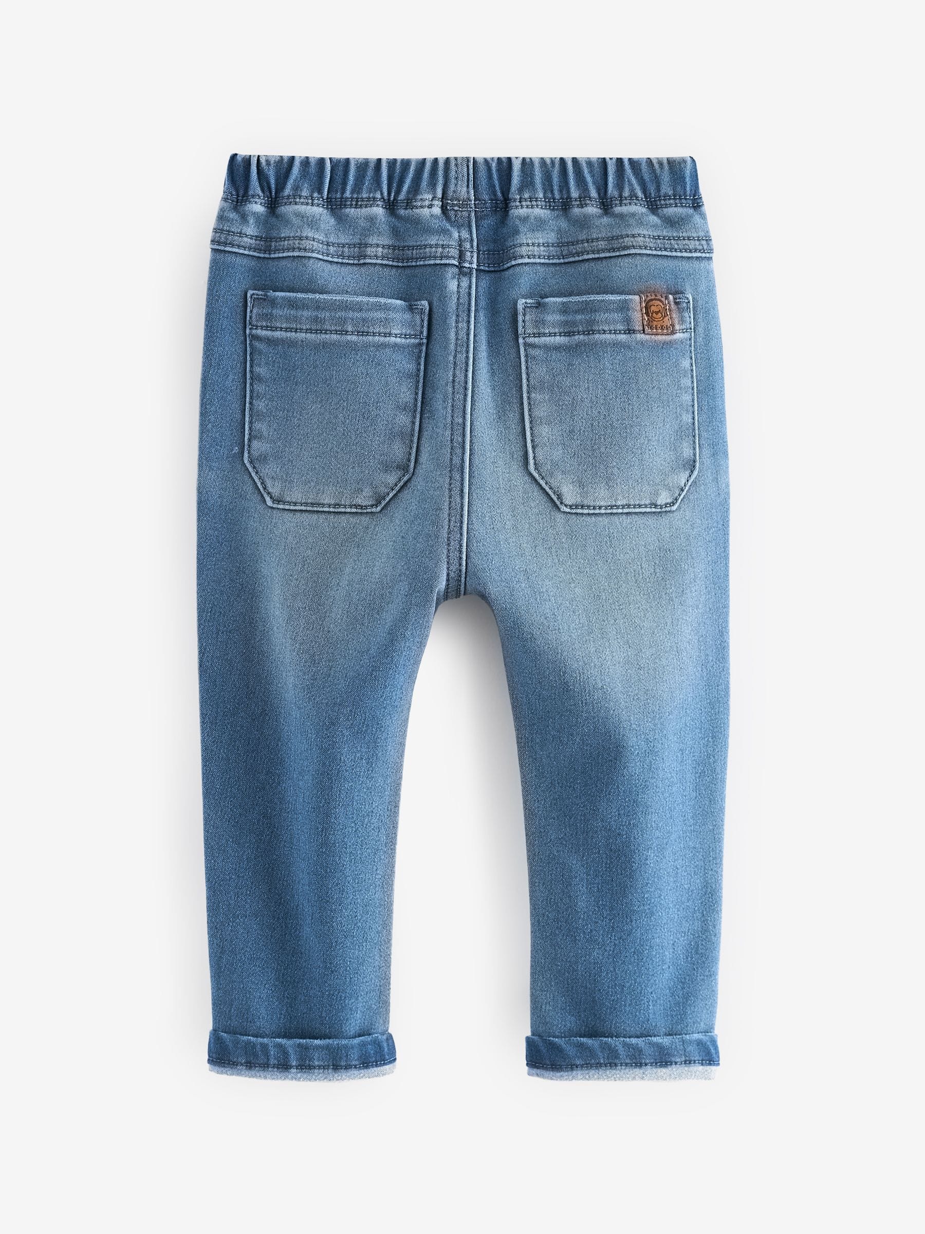 Blauw-zwart denim - Set van 2 superzachte jeans met stretch en elastische taille (3mnd-7jr)