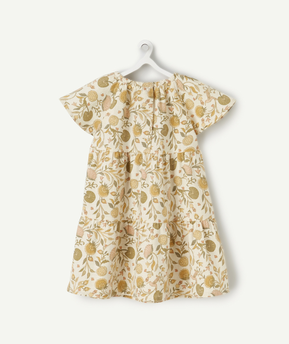 ROBE EN COTON BÉBÉ FILLE ÉCRUE ET IMPRIMÉE FLORAL