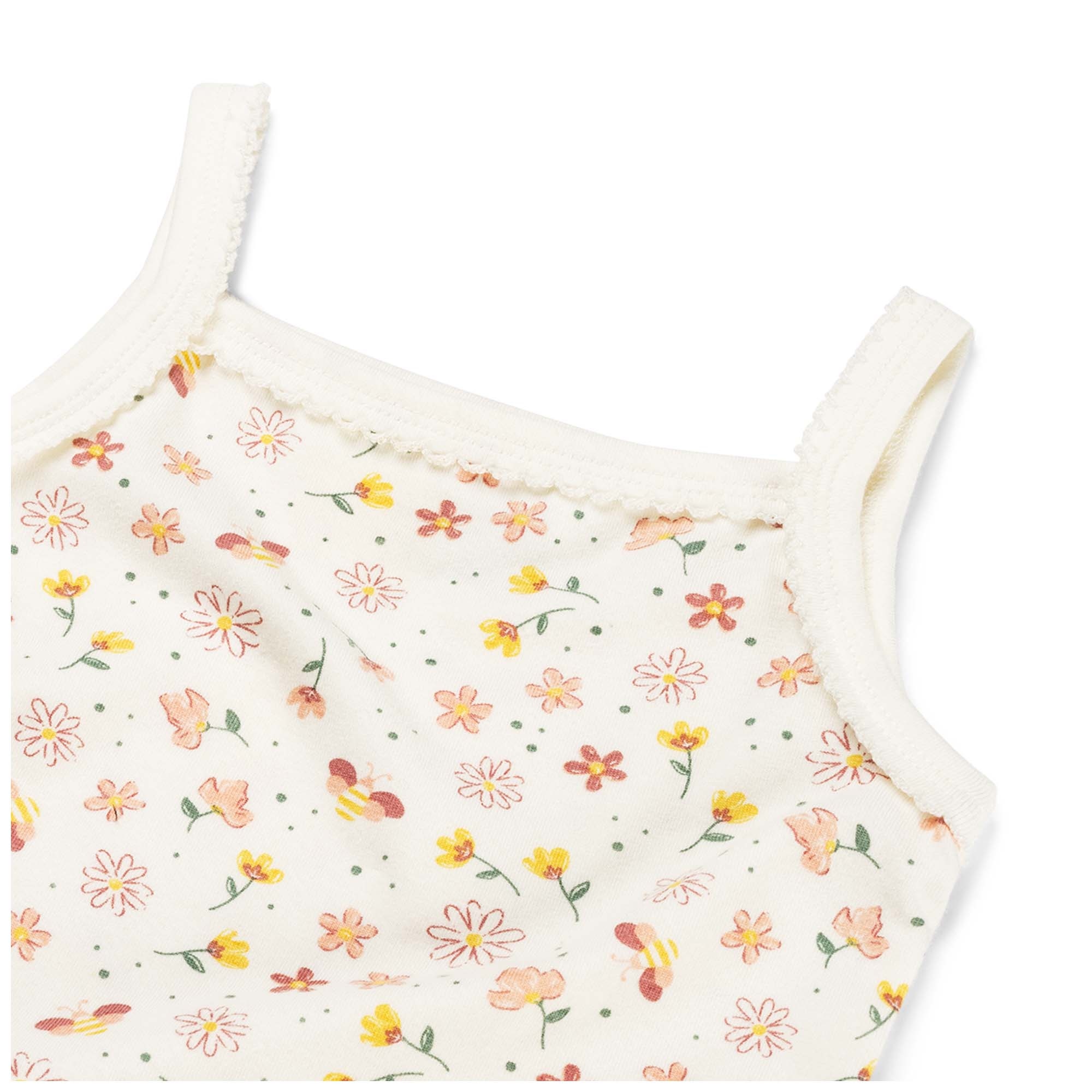 Prénatal romper Bloem spaghettibandjes all over print wit