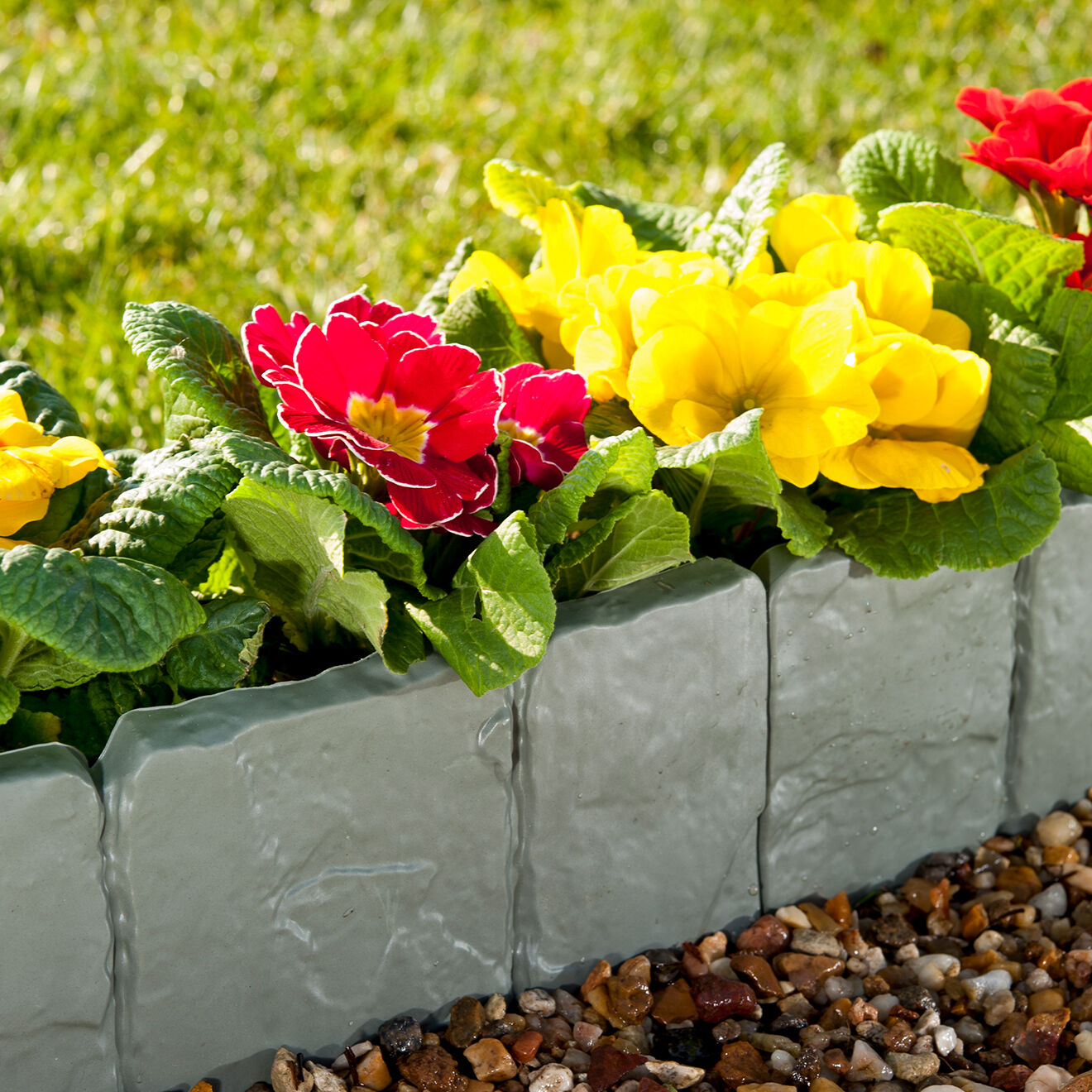 Pratik Garden 20 bordurettes imitation pierre grises - 25.5x1x23cm
