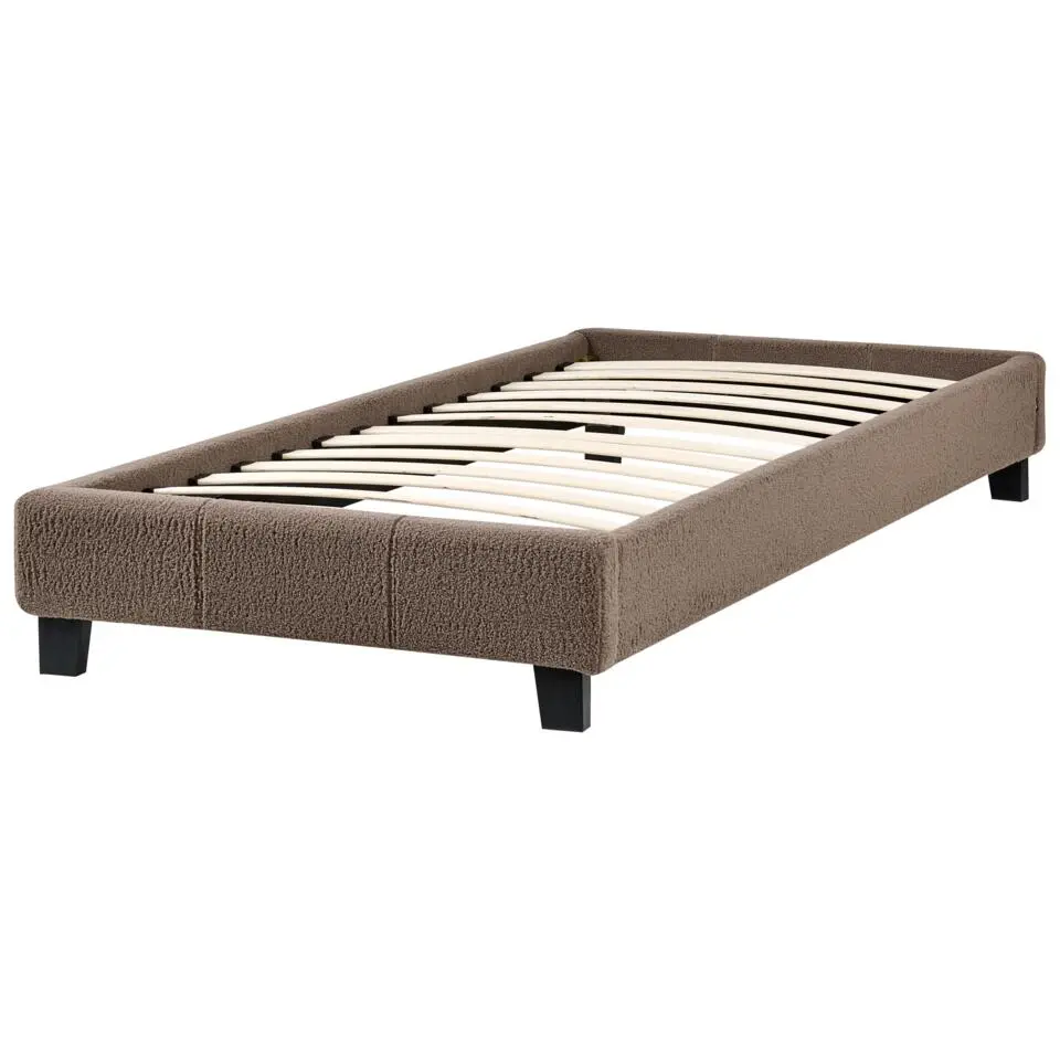 ROANNE - Eenpersoonsbed - Taupe - 90 x 200 cm - Bouclé