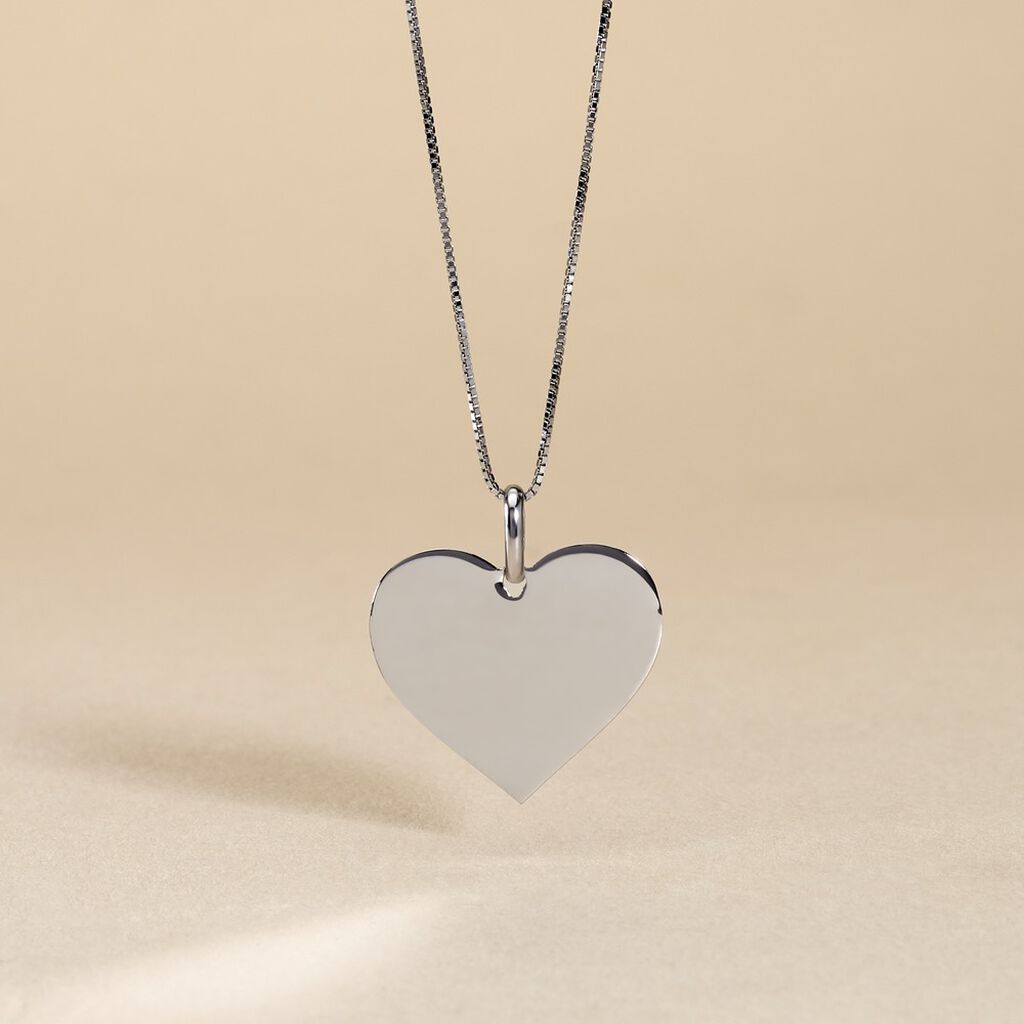Pendentif Sirona Coeur Gravable Or Blanc