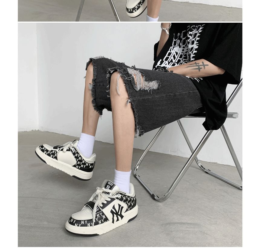 Vozenilek - Hoge taille denim shorts met distressed effect