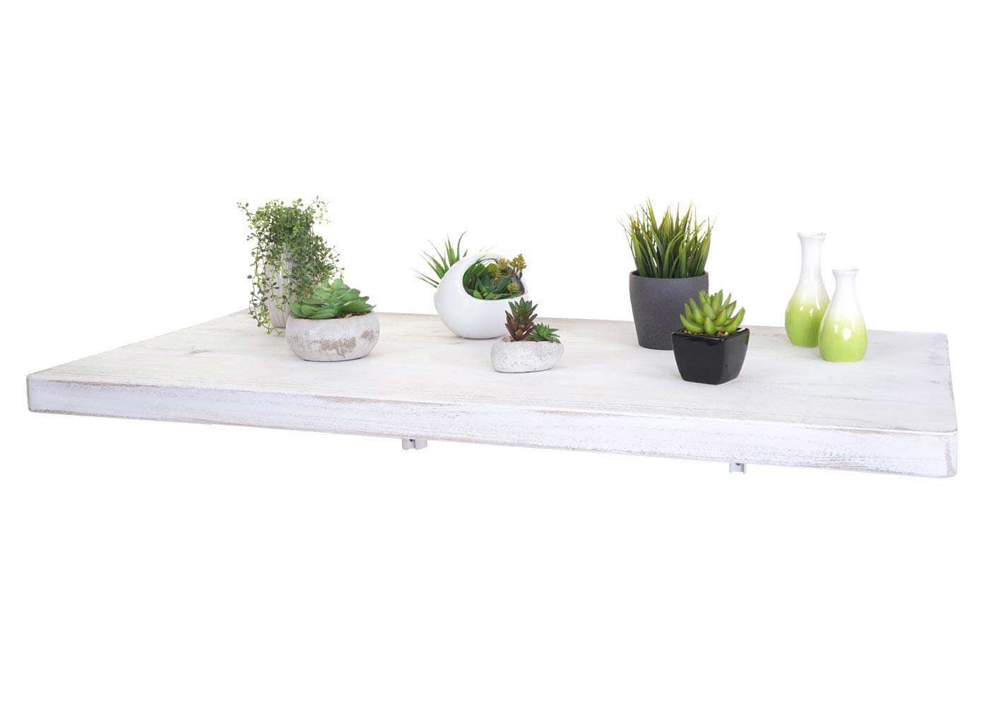 Wandtisch MCW-H48, Wandklapptisch Wandregal Tisch, klappbar Massiv-Holz ~ 100x50cm shabby weiß