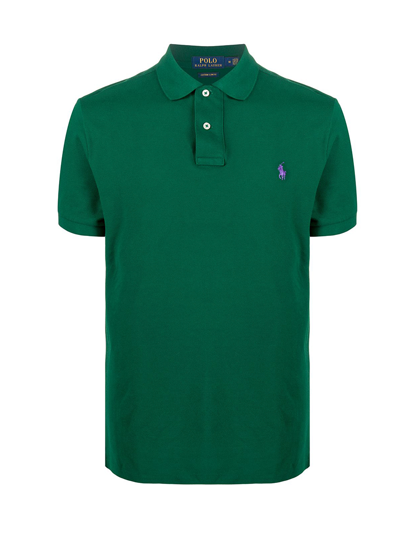 Slim Fit Green Logo Purple Polo