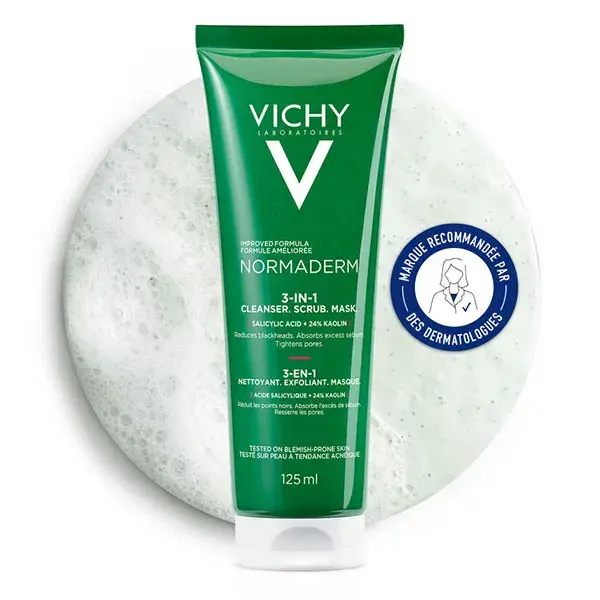 Vichy Normaderm 3 em 1 Máscara de Limpeza Esfoliante 125ml