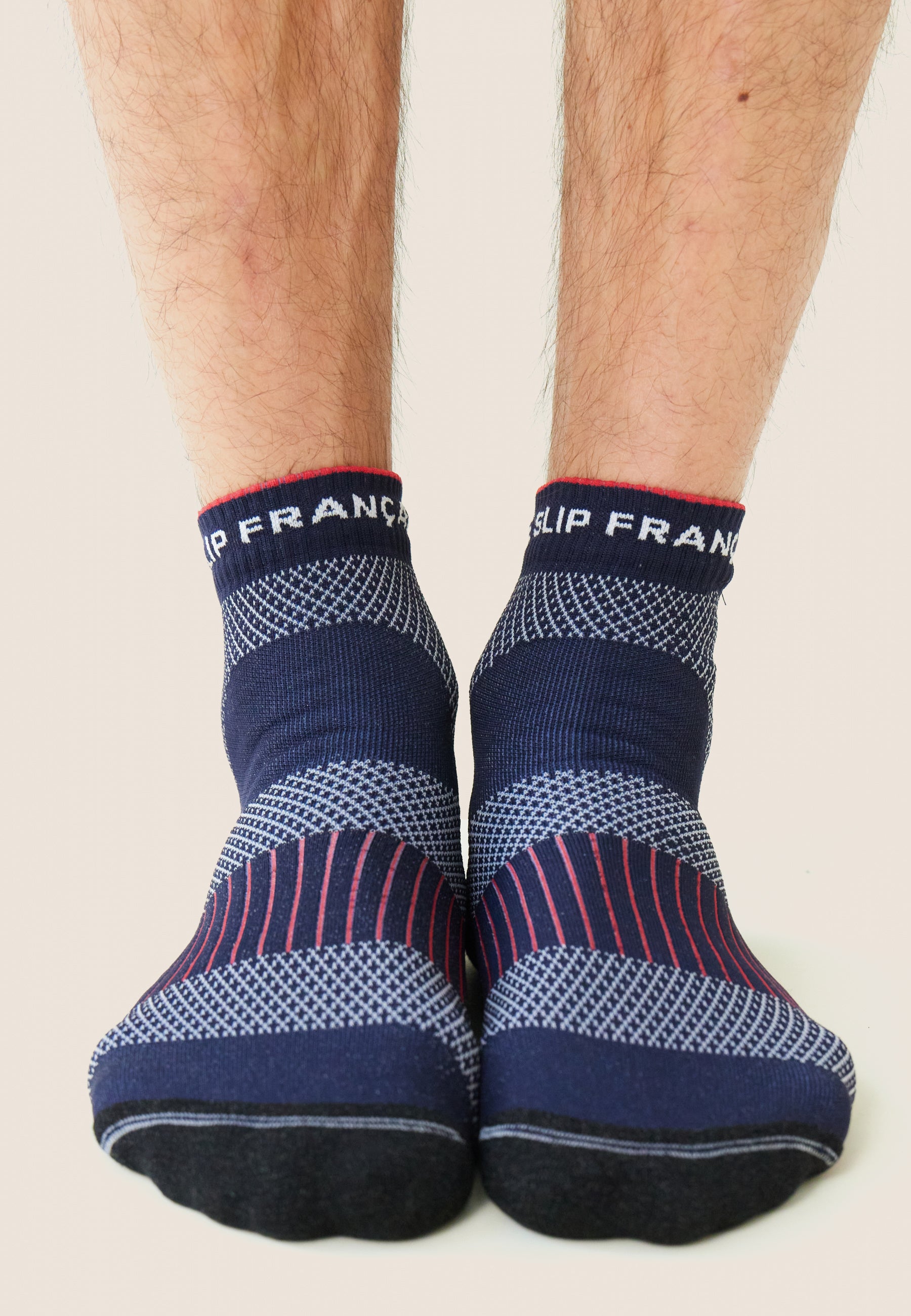 Trio de chaussettes courtes en polyamide-Pack Chaussettes Gaetan Marine Blanc Noir