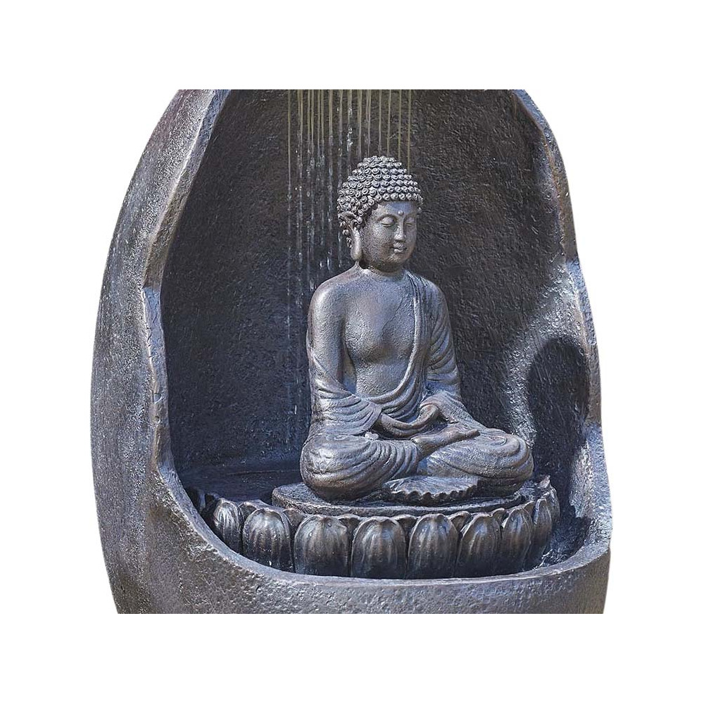 Fontaine solaire en résine buddha