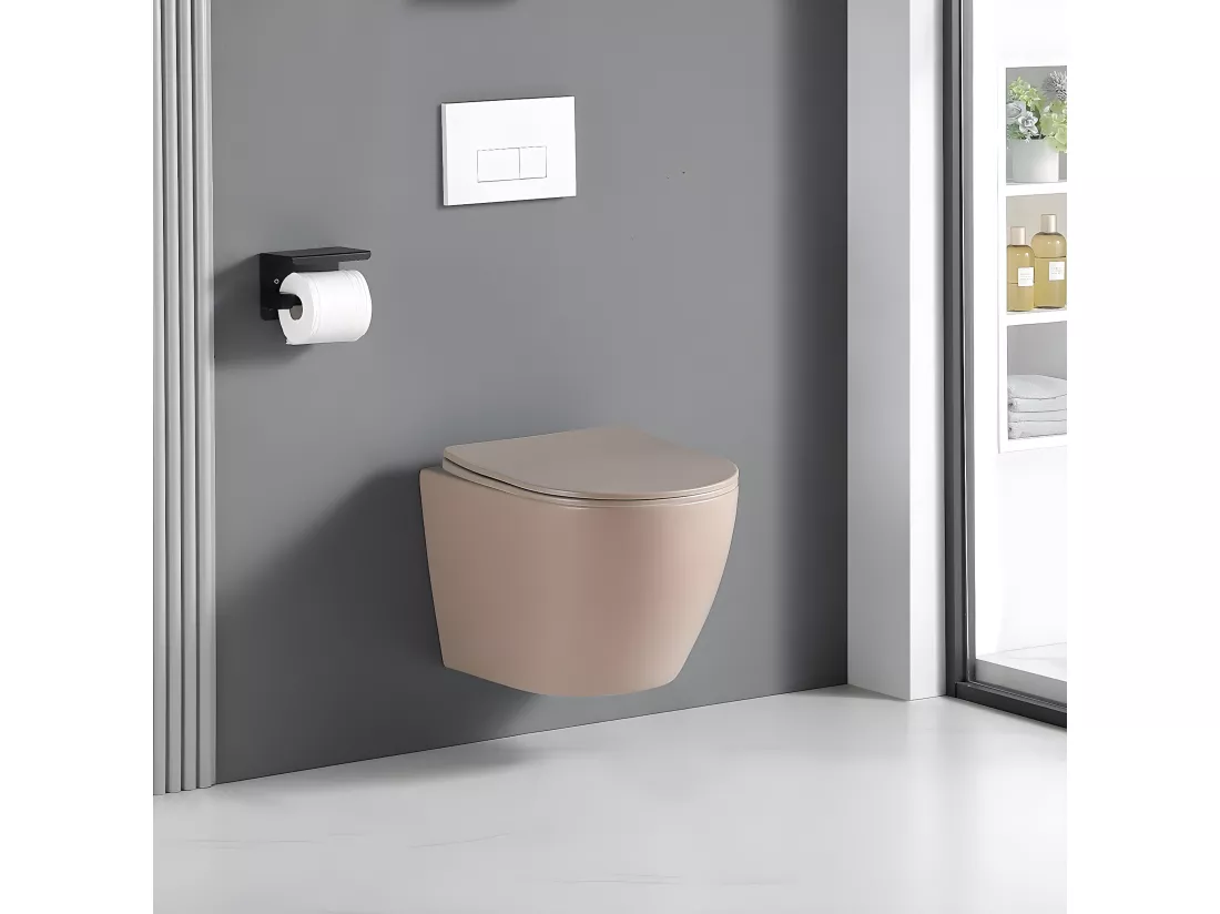 Cuvette WC suspendu CARCEO beige mat - sans bride et avec frein de chute
