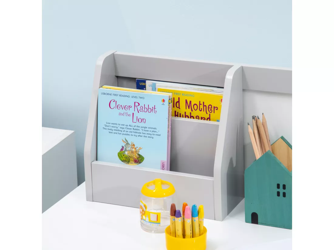 Ensemble table et chaise pour enfant gris avec tableau blanc - bureau pour enfant +5 ans - 90L x 45l x 85H cm