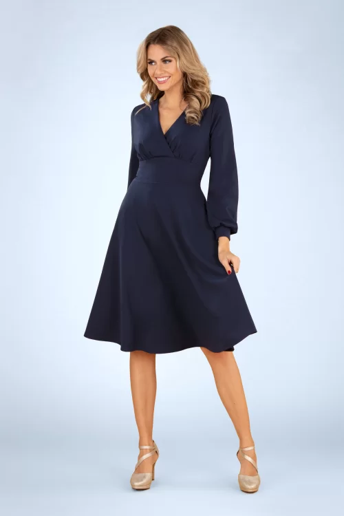 Vintage Chic for Topvintage Helaine swingjurk in marineblauw