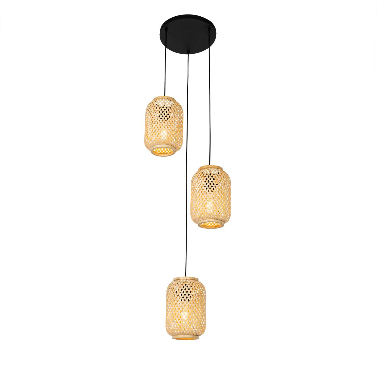 Oosterse hanglamp bamboe 3-lichts - Yvonne