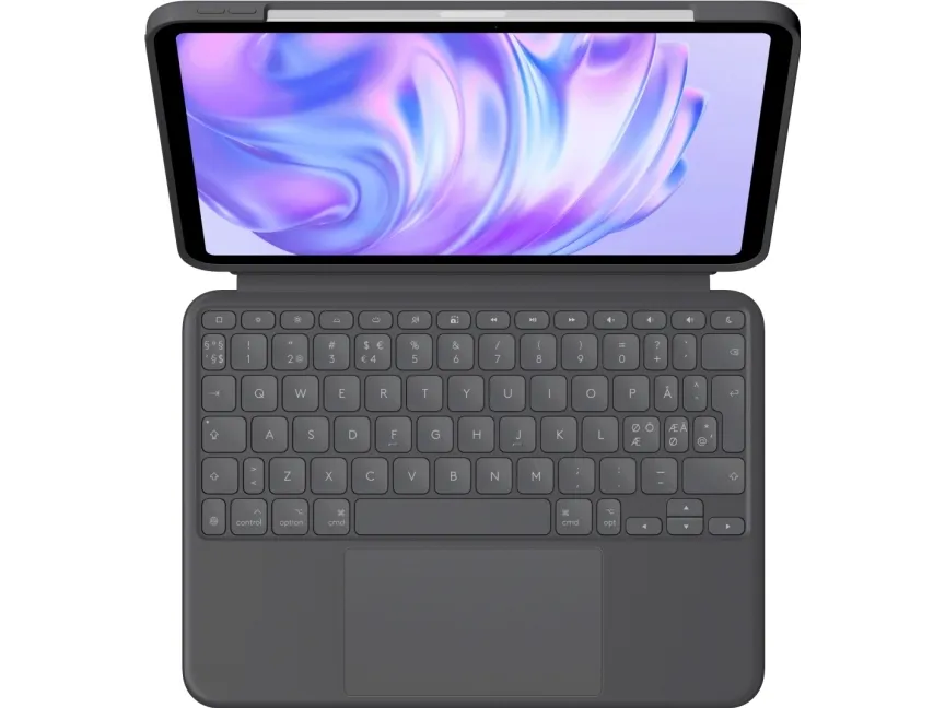 Logitech Combo Touch - tastatur og folioetui - med pegefelt - baggrundsbelyst - Apple Smart-stik - QWERTY - nordisk (dansk/finsk/norsk/svensk) - grafit - til Apple 11