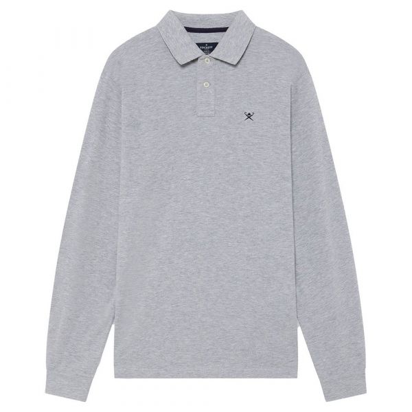 Hackett London para Homem Pólo Piqué de Manga Comprida em Cinzento Clássico S
