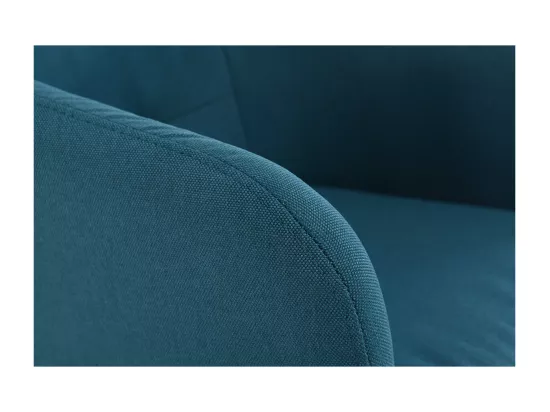 Chaise de bureau à roulettes capitonnée en tissu bleu canard et acier chromé BALTIK