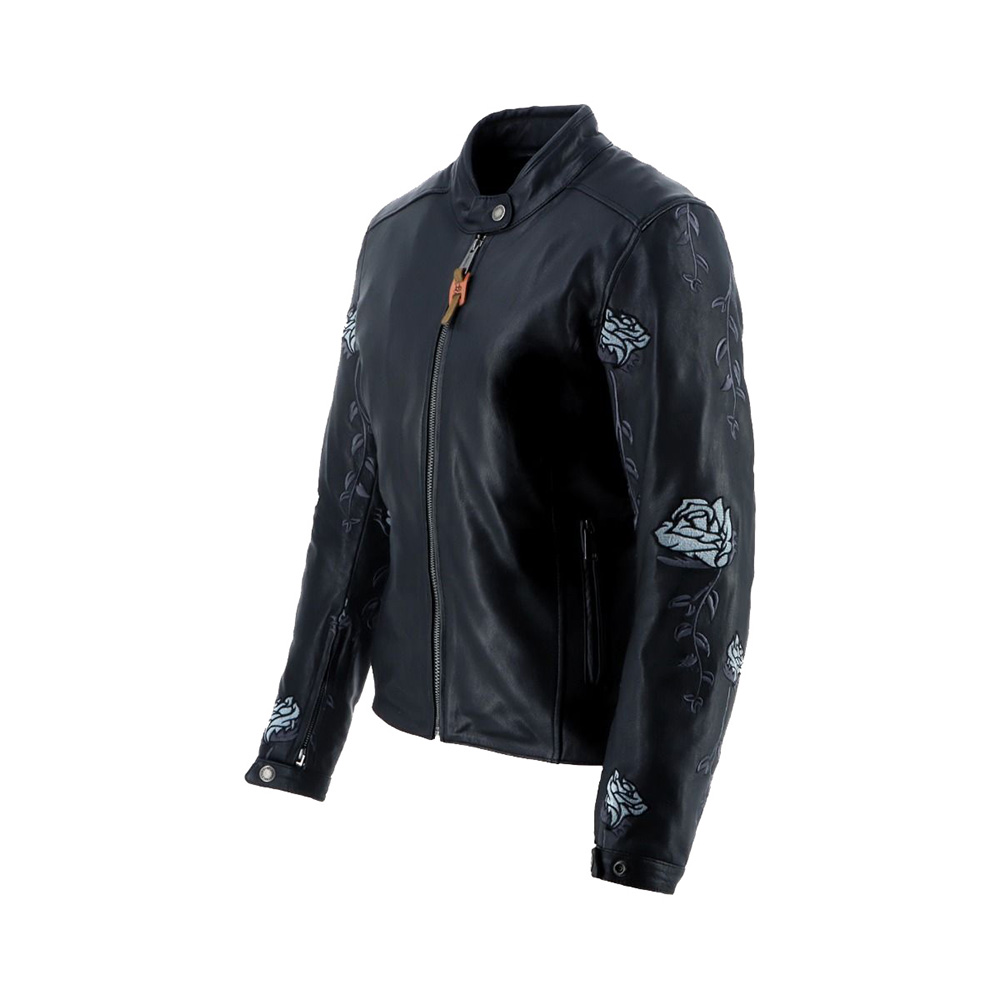 Helstons - Blouson femme Rosa - Cuir Soft Noir / Bleu