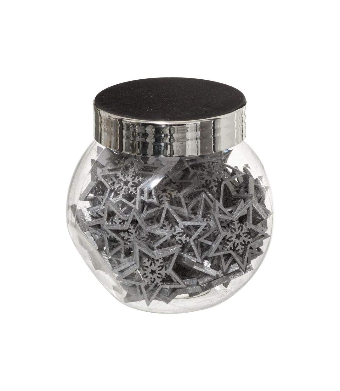 Paris Prix - Lot De 100 étoiles En Bois bocal 7cm Argent