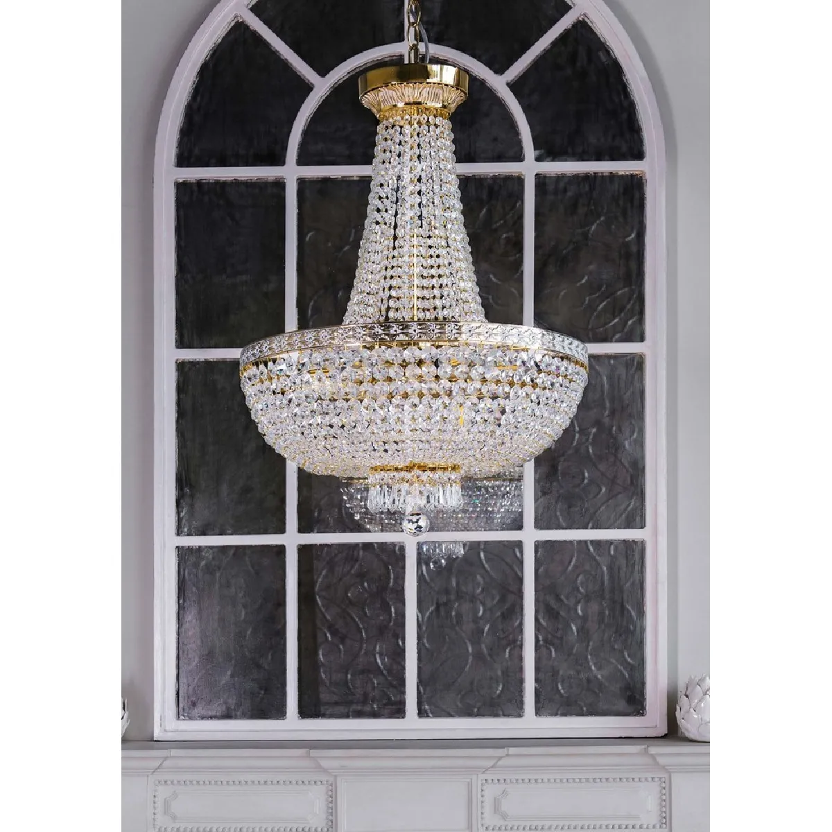 Maytoni Grand Lustre en Cristal 8 Lumières - Doré