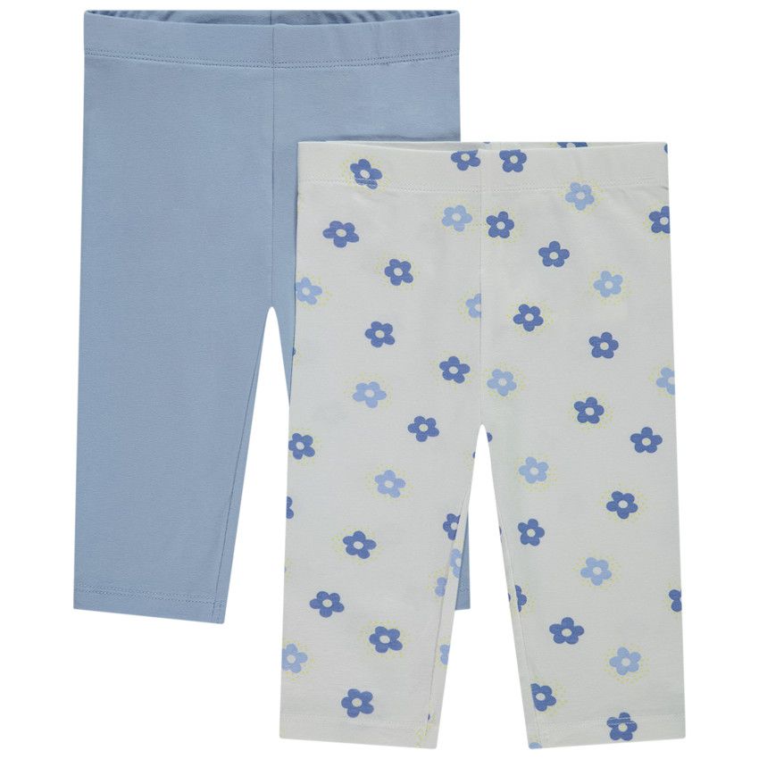 Lot de 2 corsaires fantaisie en jersey pour bébé fille - Blanc