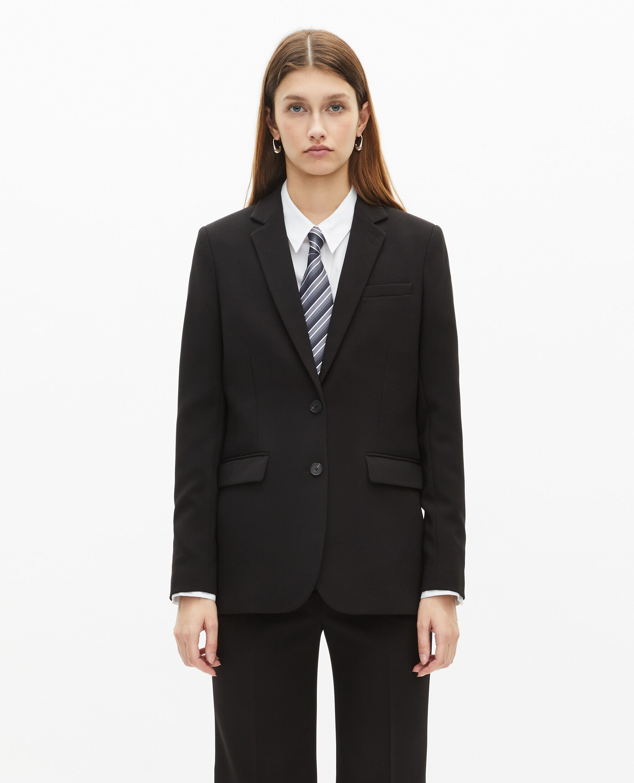 Veste tailleur coupe droite noire