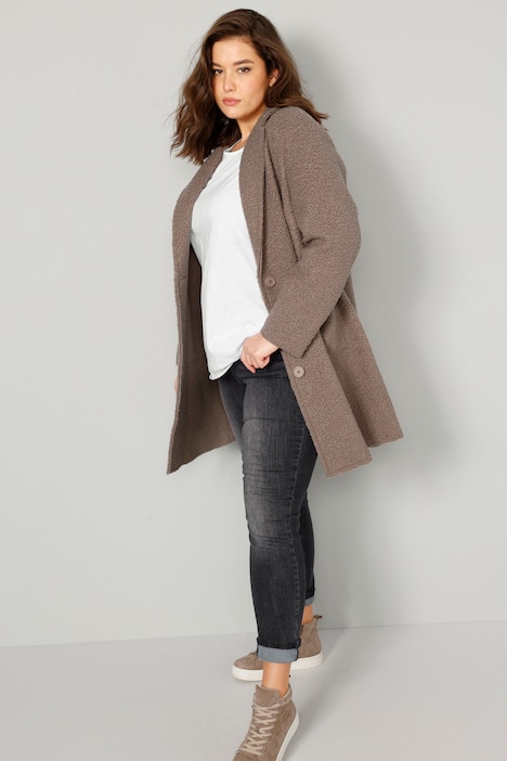 Kurzmantel, Straight Fit, Bouclé, Revers, Langarm