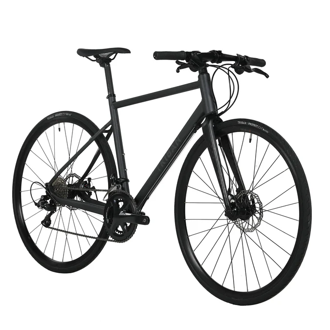 Decathlon Triban - Bicicleta de Estrada Triban RC500 para Adultos, Guidão Reto, Aro 700c, Preta, Tamanho XL