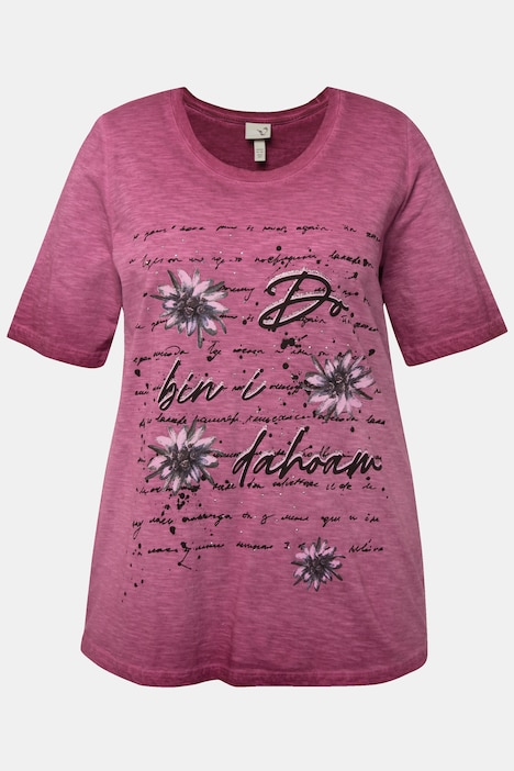 T-Shirt, Edelweiß, cold dyed, Rundhals, Halbarm