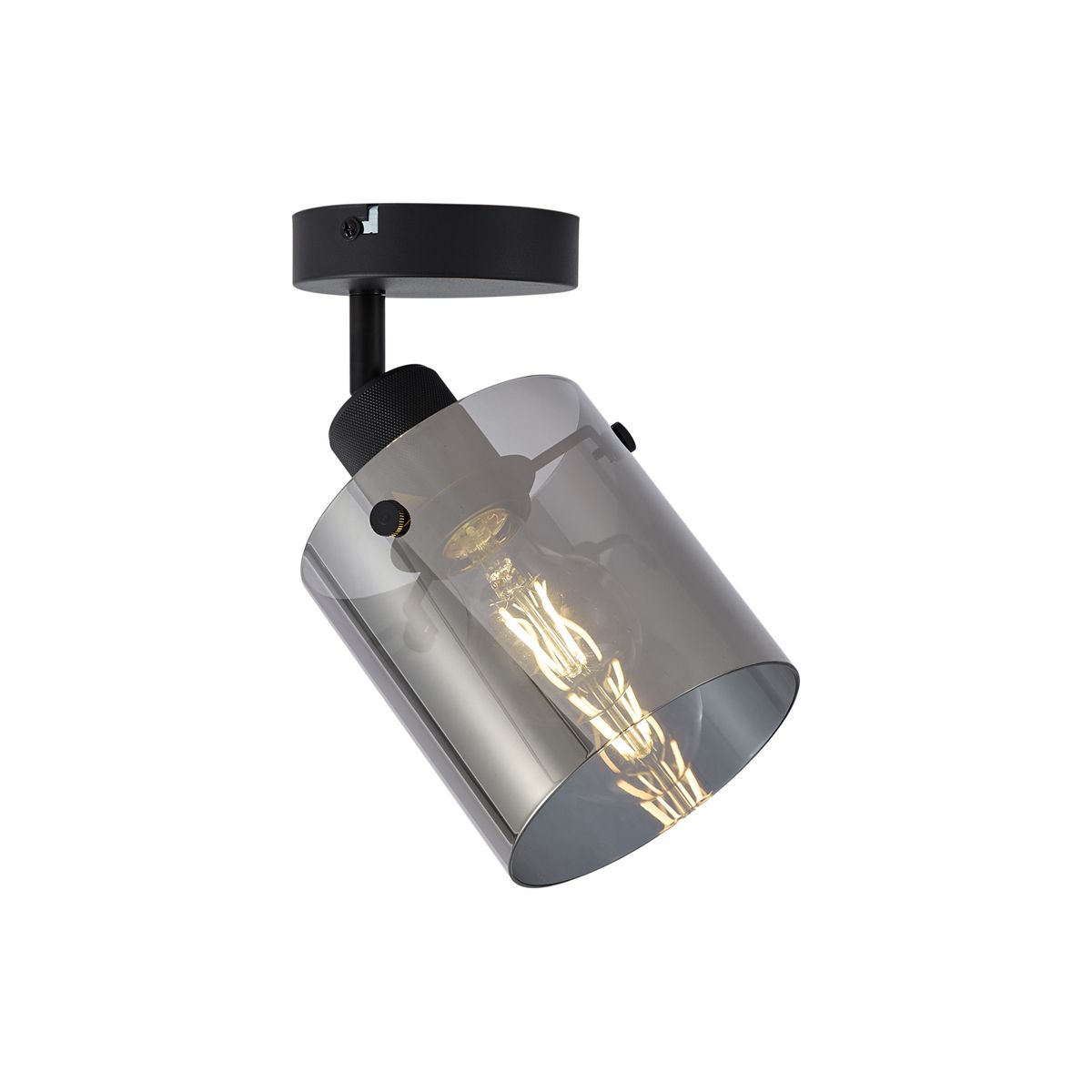 Design wandspot zwart met smoke glas - Domo