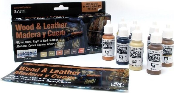 Vallejo - Model Color Maling Sæt - Wood & Leather - 8X17 ML