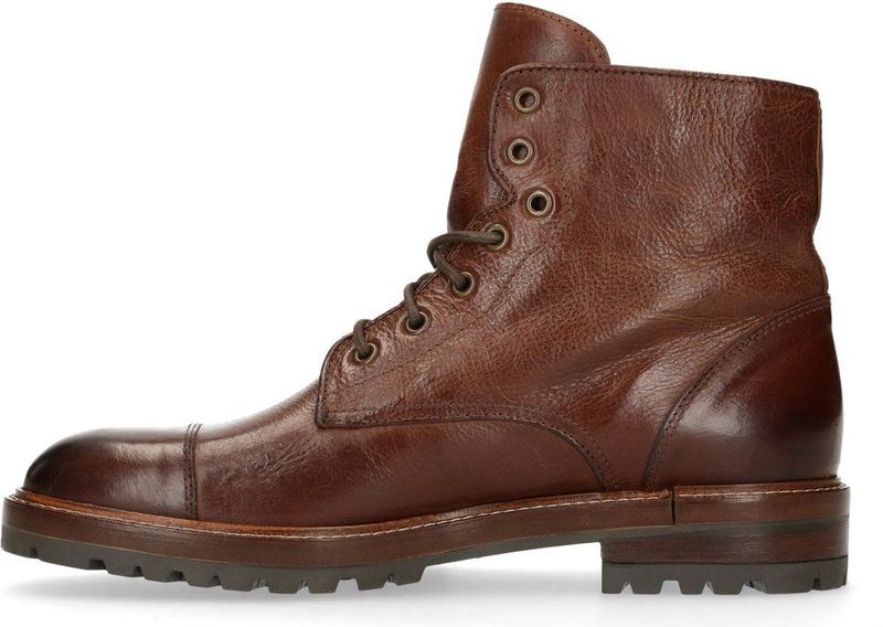 Manfield - Heren - Cognac leren veterboots