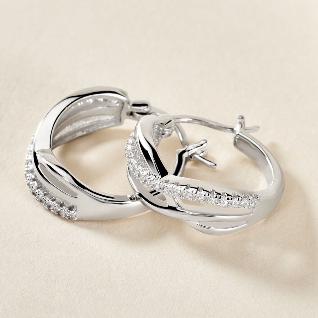 Créoles Roseann Argent Blanc Oxyde De Zirconium