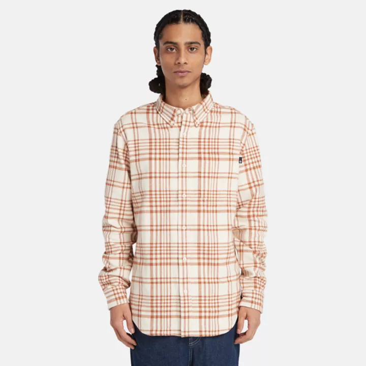 Camisa xadrez de flanela grossa masculina na cor marrom