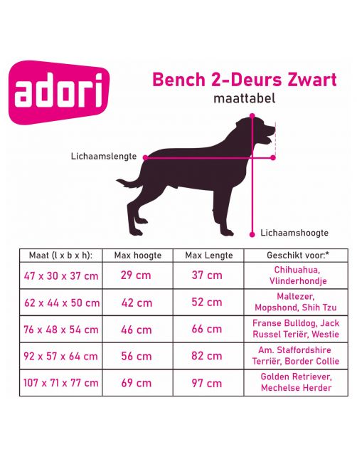 Adori Bench Zwart - Hondenbench