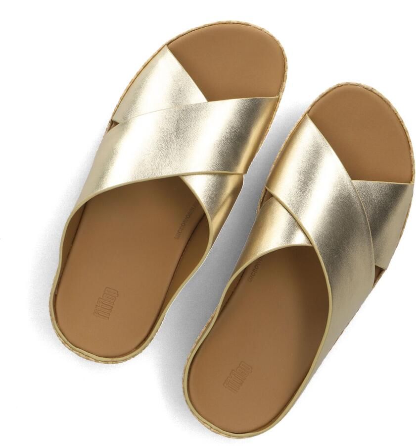 FITFLOP Slippers Dames Lulu Lux Cross Slide Maat: 42 Materiaal: Leatherlook Kleur: Goudkleurig