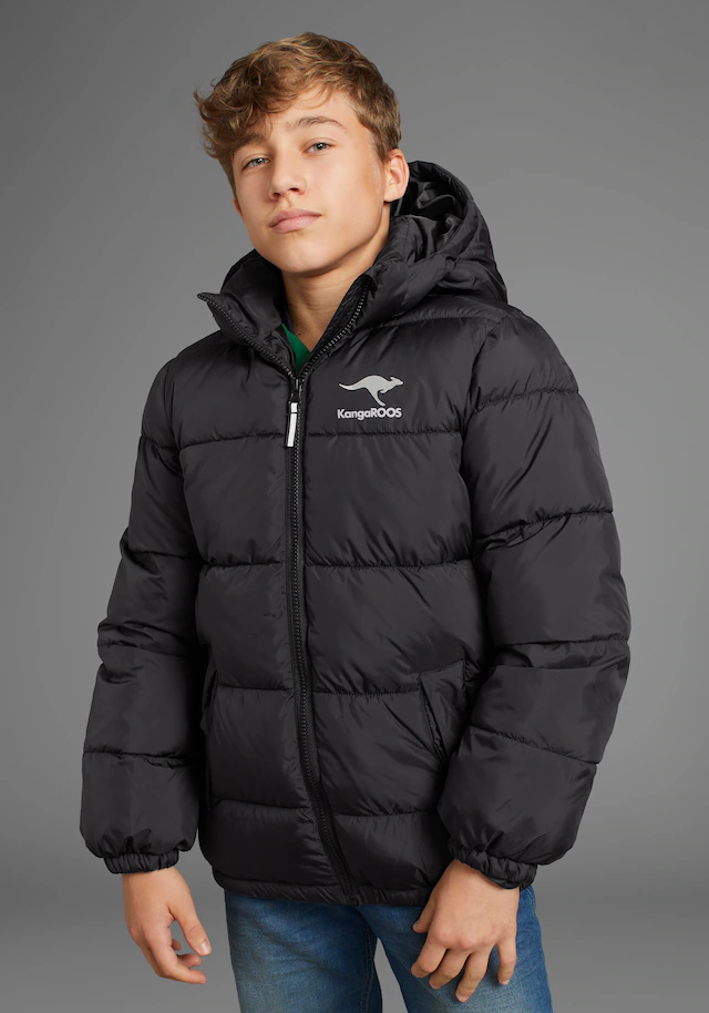 KangaROOS Winterjacke », Outdoor Steppjacke« mitKapuze mit reflektierendem Logo-Print