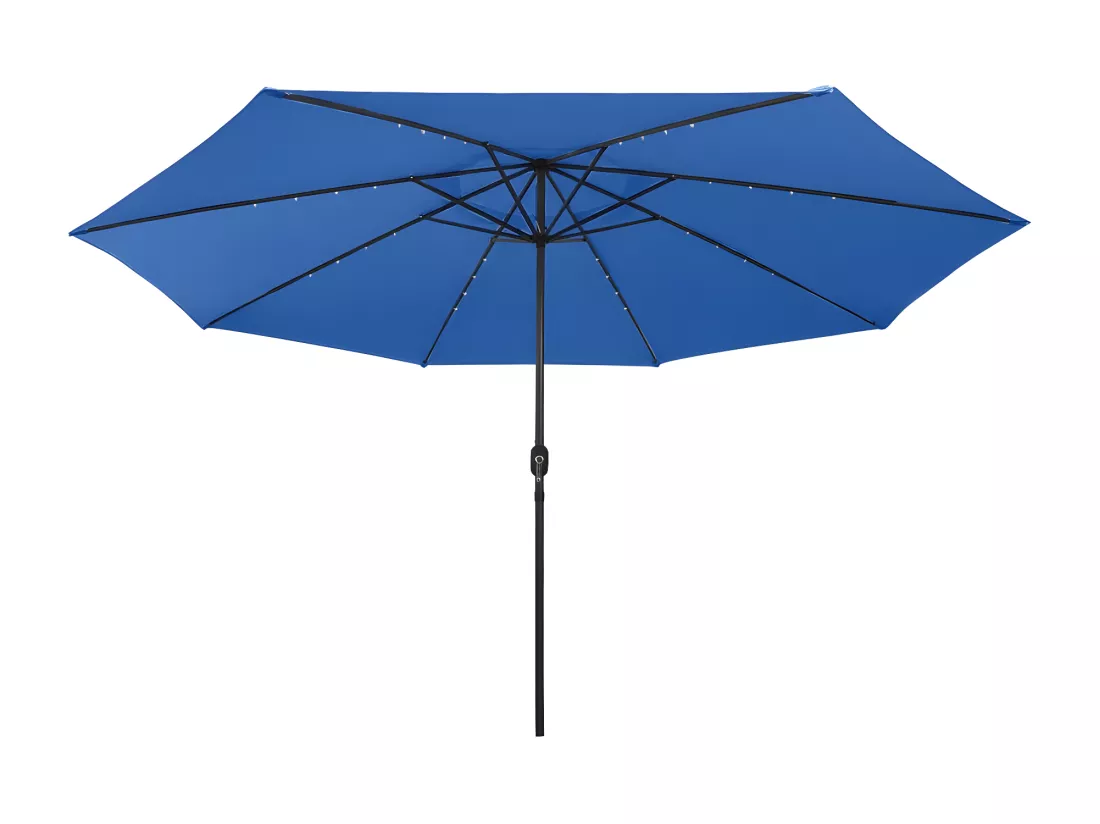 Parasol d'extérieur avec LED et mât en métal 400 cm Bleu azuré
