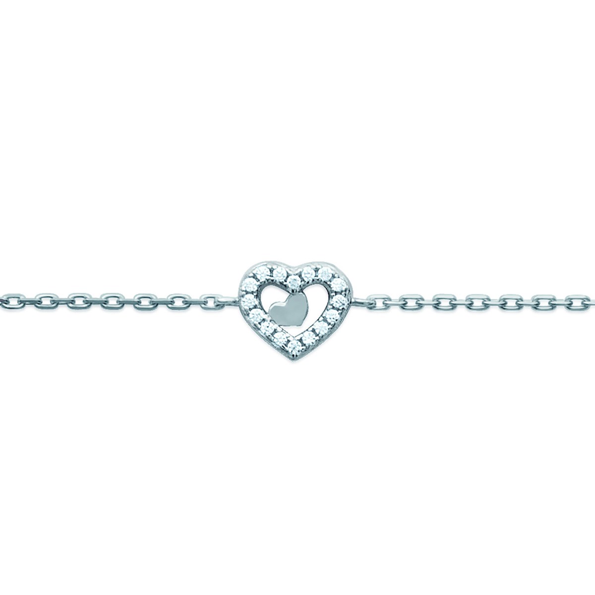 Bracelet Brillaxis argent rhodié petit coeur