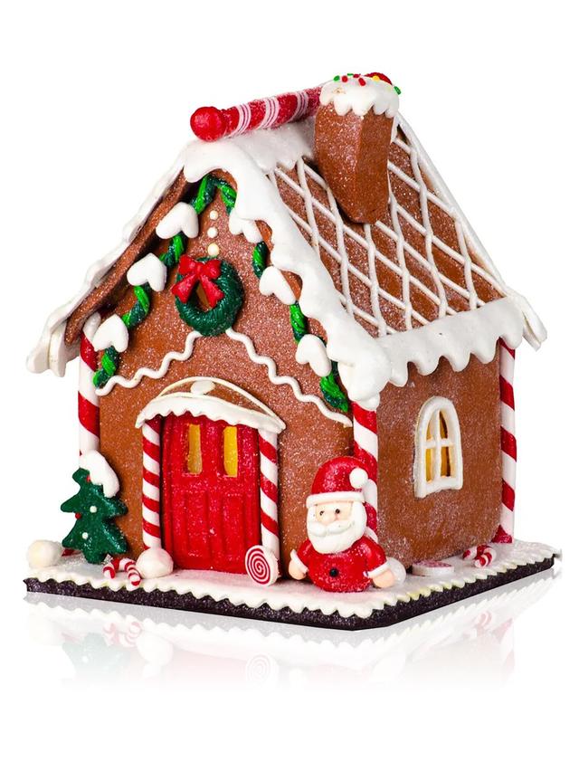 BRANDANI Deko Lebkuchenhaus mit Lichtern aus Polyresin, 16 cm