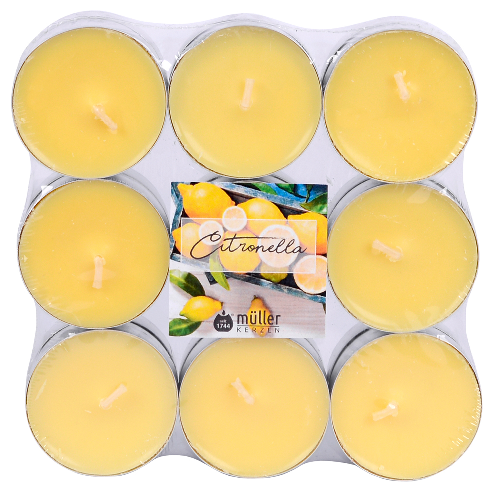 Citronella Duft-Lichte - gelb - 18 Stück