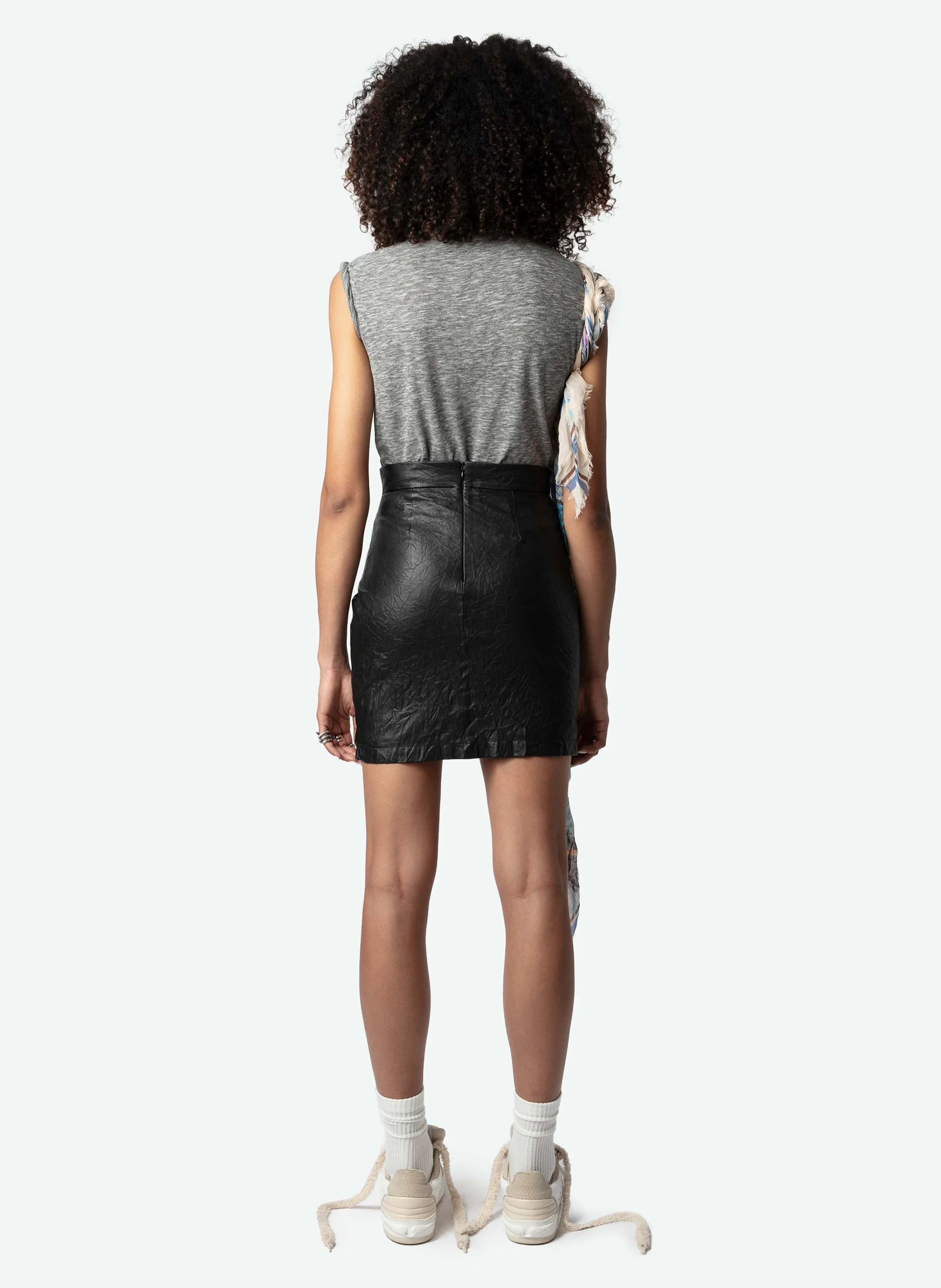 WOOP - Tee-shirt col rond en coton mélangé | Gris