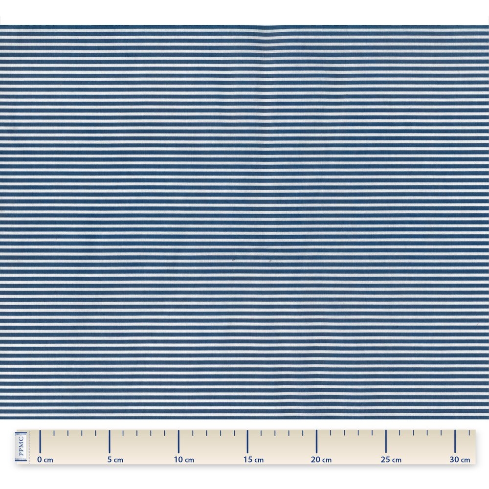 Tissu Enduit Au Mètre Ligne Blanc Marine Ex1001