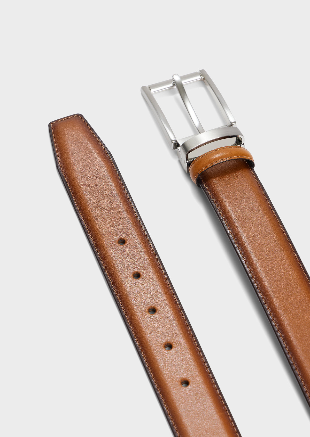 Ceinture ajustable en cuir lisse cognac