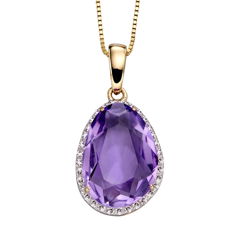 Collier améthyste et diamant sur or jaune 375/1000
