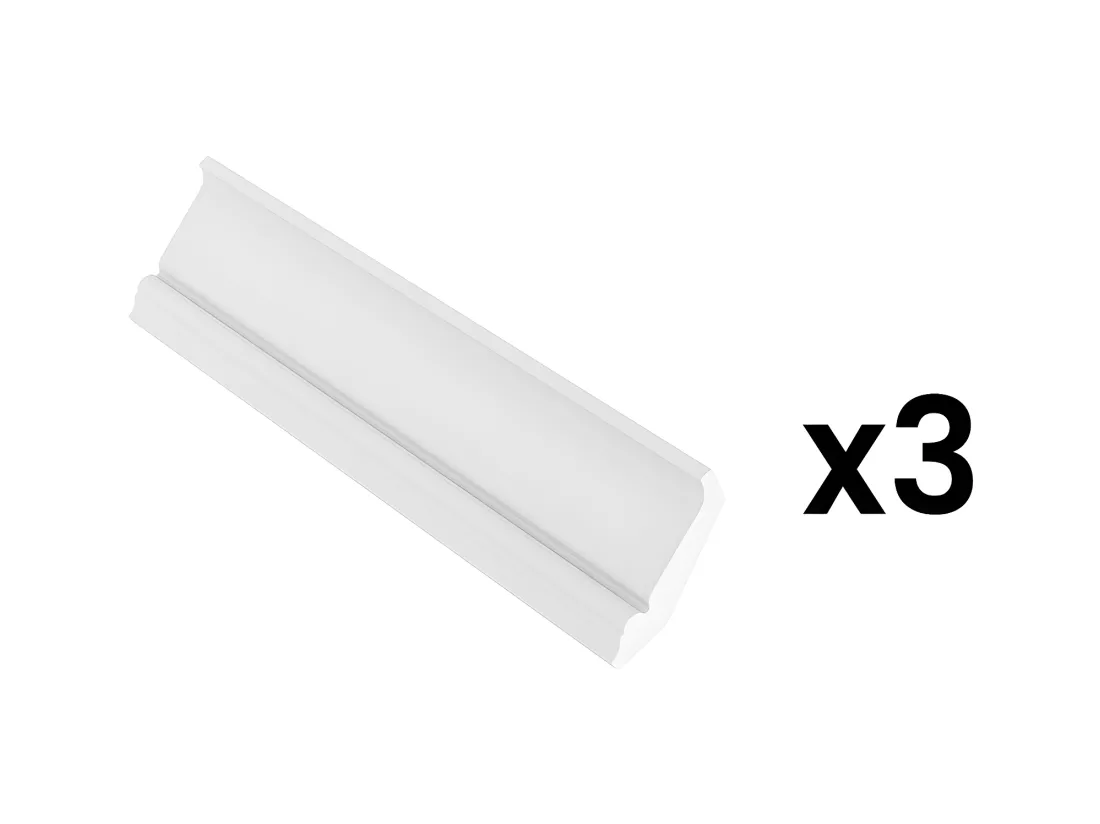 Lot de 3 corniches plafond en polystyrène L290 x l1.1 x H5 cm blanc - ETIRIA