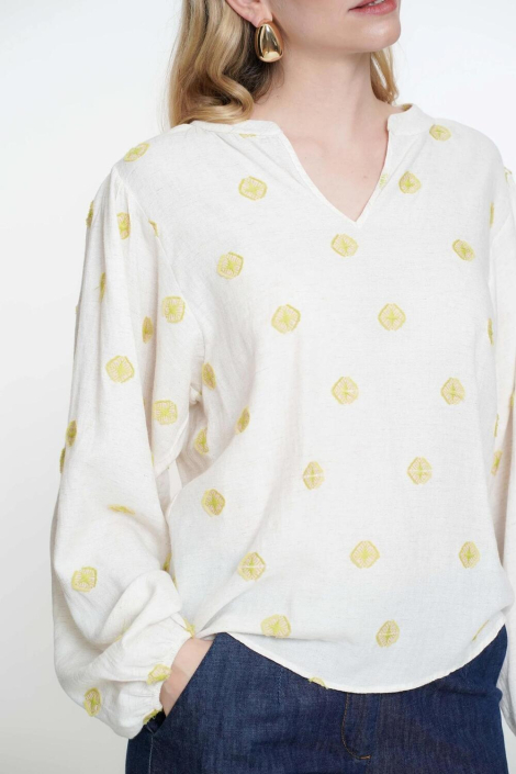 Geisha beige dames blouse