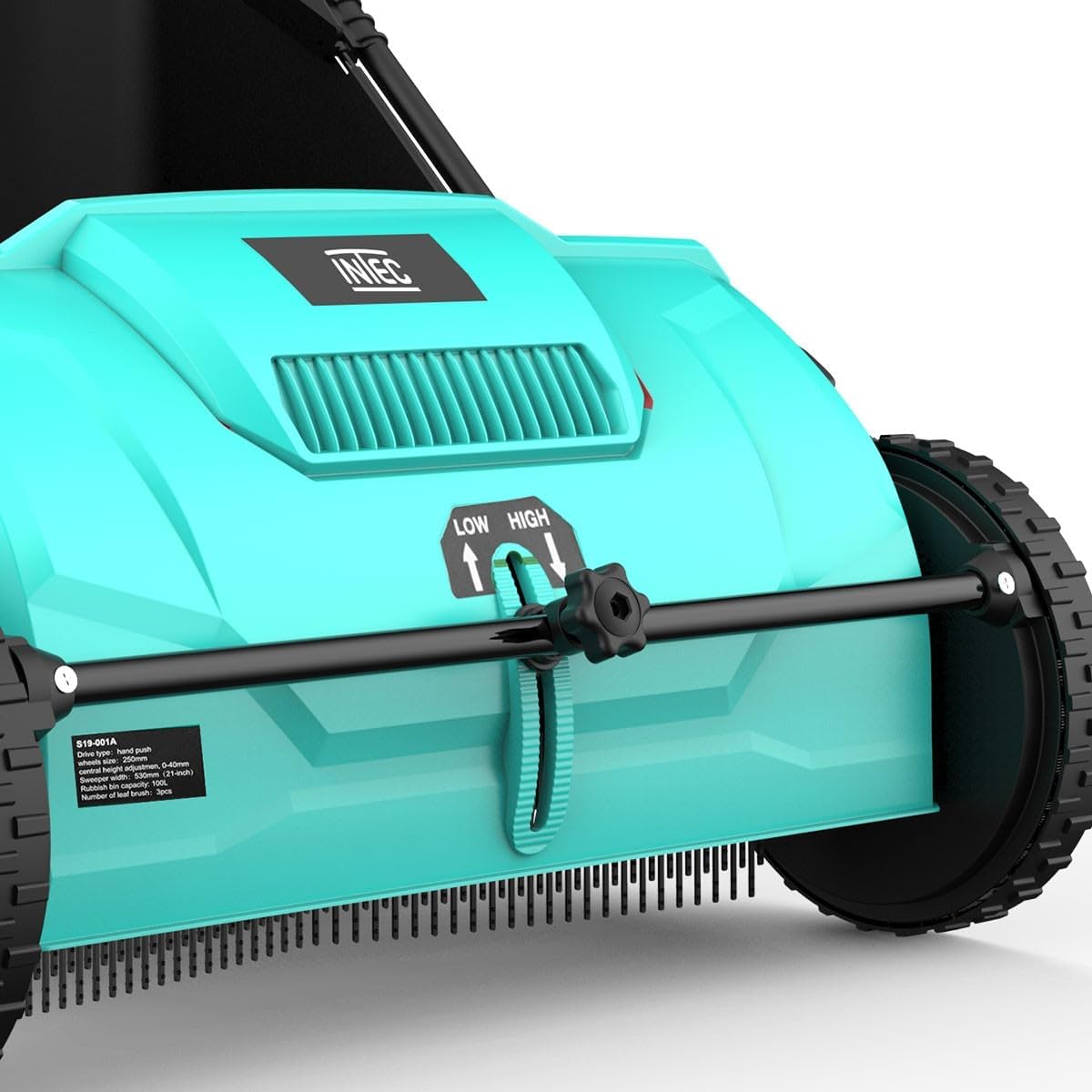 INTEC - Kehrmaschine für Rasen und Gras Mechanischer Laubsammler Großer Behälter 100L Garten Alleen