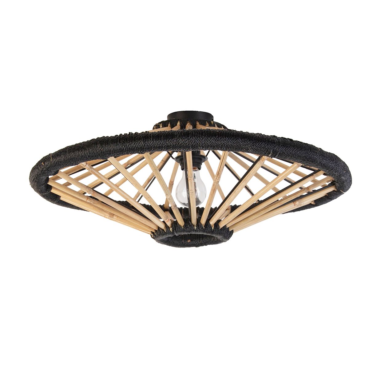 Oosterse plafondlamp bamboe met zwart 60 cm - Evalin