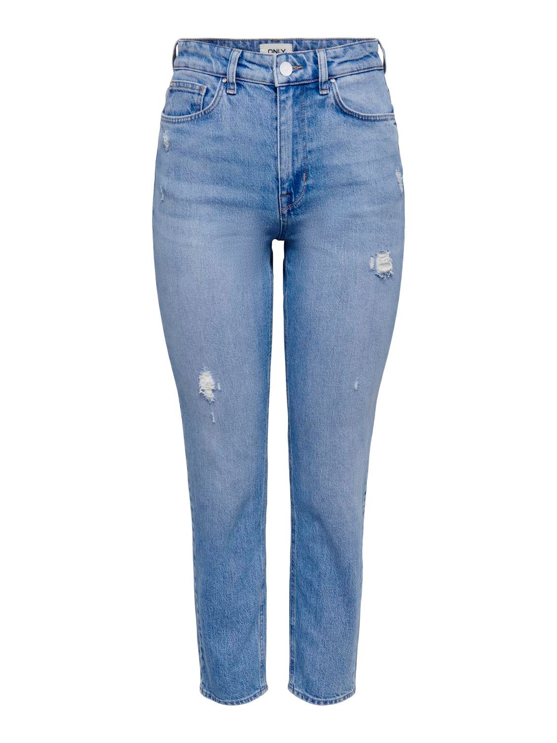 ONLEMILY Hohe Taille Gerade geschnitten Jeans Light Blue Denim