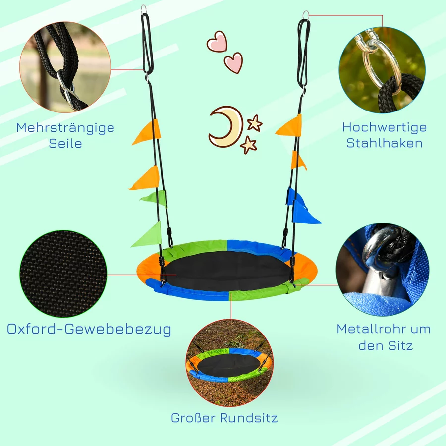Outsunny Nestschaukel für Innen und Außen mehrfarbig