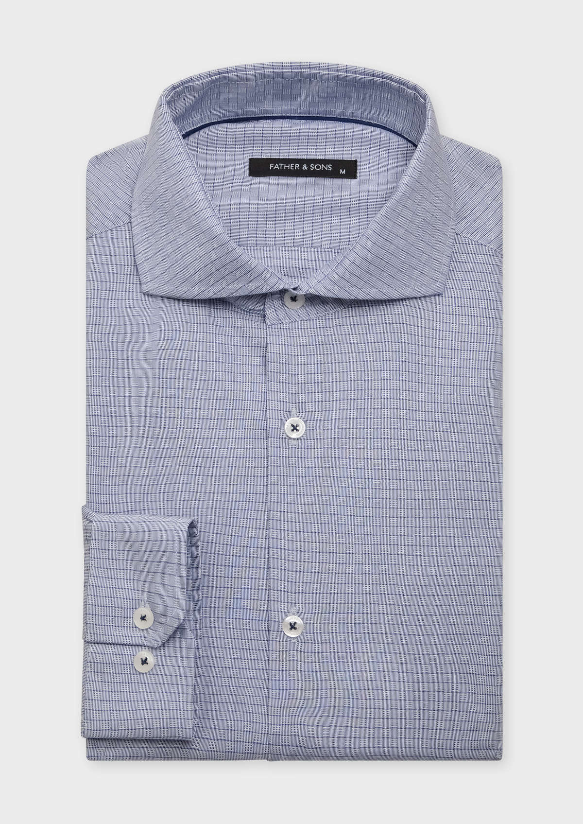 Chemise habillée Slim en coton mélangé Jacquard blanc à motif fantaisie bleu marine